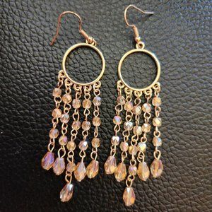 3.5" Iridescent Amber Bling Earrings